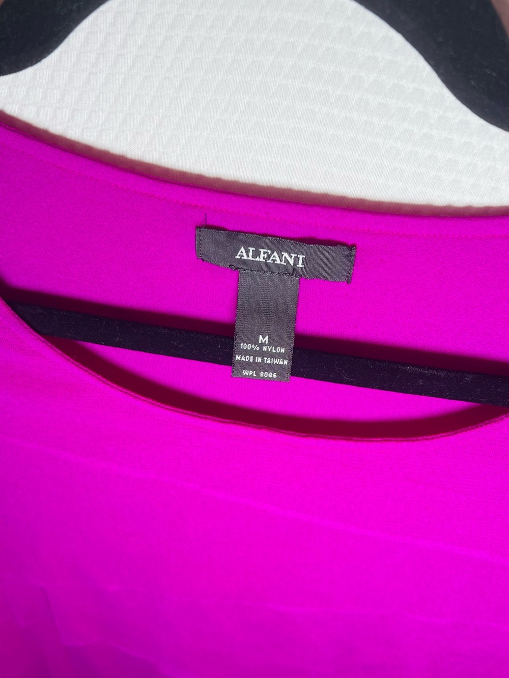Alfani Fuchsia Scoop Neck Three-quarter SleeveBlouse - Picture 2 of 6